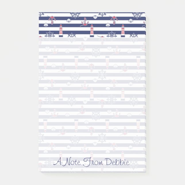 Post-it® Par le motif de mer | ajoutent votre nom (Devant)