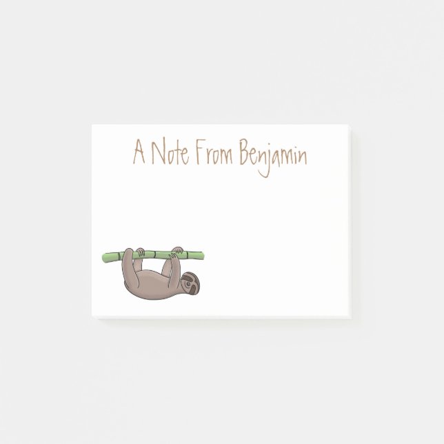 Post-it® Paresse souriante mignon sur dessin animé en bambo (Devant)