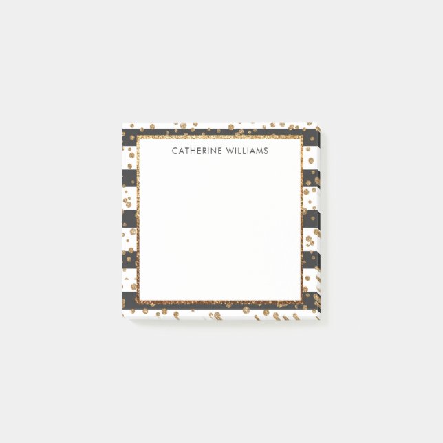 Post-it® Parties scintillant classique Noir Blanc Grille Or (Devant)