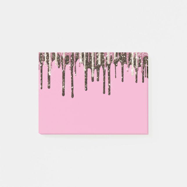 Post-it® Parties scintillant de crème glacée rose Chocolat, (Devant)