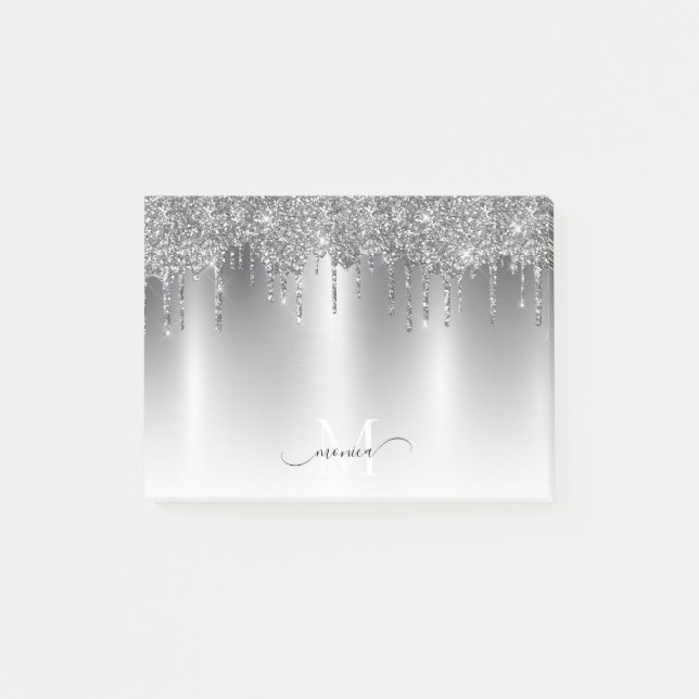 Post-it® Parties scintillant de séchage gris argent chic No (Devant)