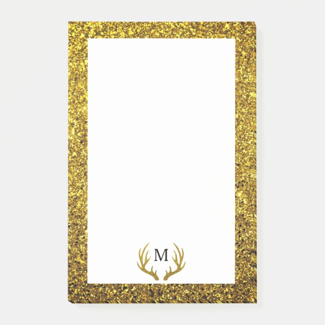 Post-it® Parties scintillant d'or branchée Faux Deer Antler (Devant)