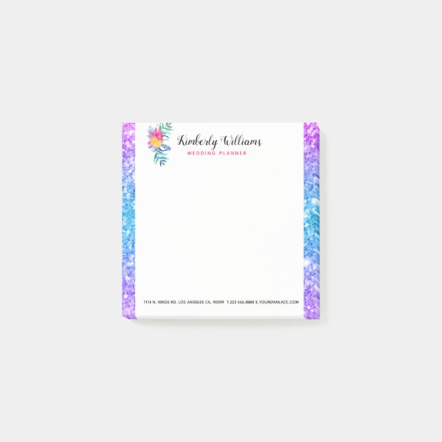 Post-it® Parties scintillant Faux colorée et Bouquet Floral (Devant)