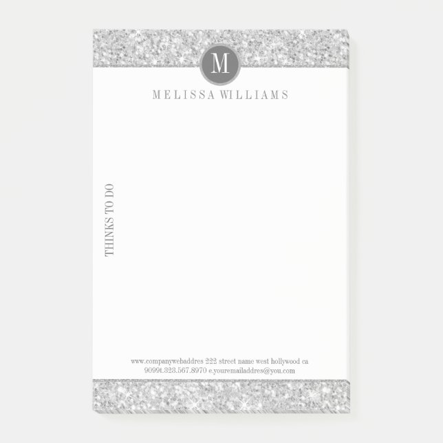 Post-it® Parties scintillant gris argent Texture et blanc (Devant)