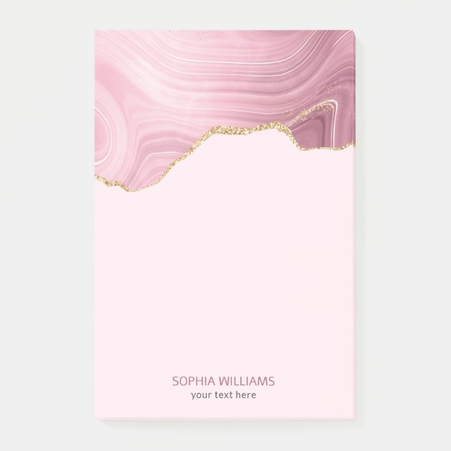 Post-it® Parties scintillant or en marbre rose (Devant)