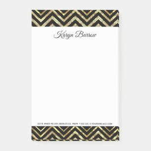 Post-it® Parties scintillant Or Et Noir Chevron