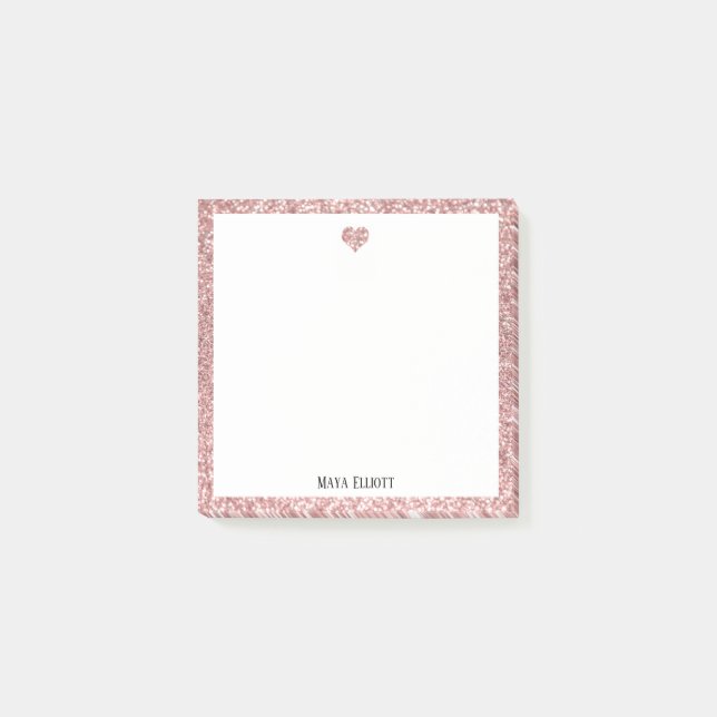 Post-it® Parties scintillant rose Gold Faux Coeur et bordur (Devant)