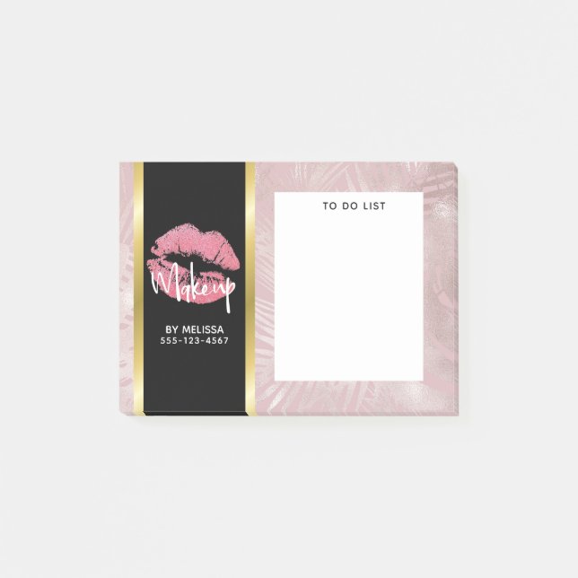 Post-it® Parties scintillant rose lèvres et Rose Feuille or (Devant)