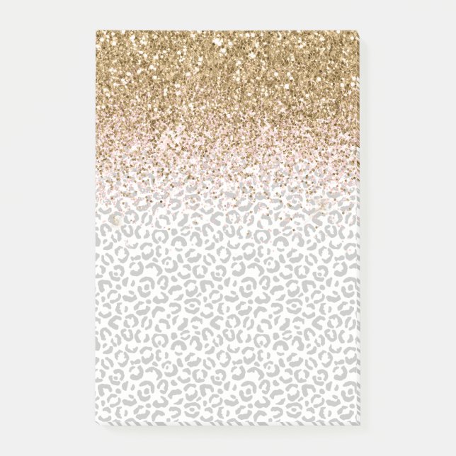 Post-it® Parties scintillant rose or Empreinte de léopard n (Devant)
