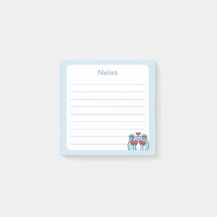 Post-it® Pastel Blue Kawaii Chibi Grenouille tenant les coe