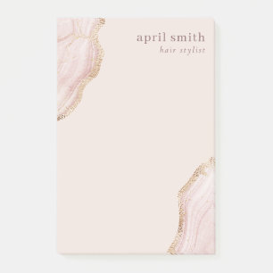 Post-it® Pastel Blush doux Rose Or Agate Marbre Texture P