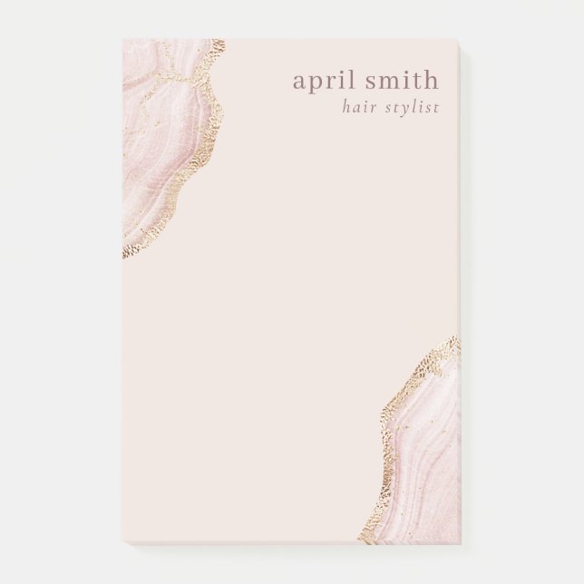 Post-it® Pastel Blush doux Rose Or Agate Marbre Texture P (Devant)