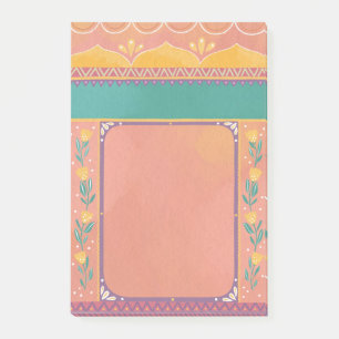 Post-it® Pastel floral rose vif mignon motif indien