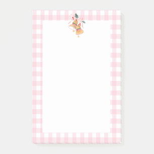 Post-it® Pastel Pink Farmhouse Plaid Check Christmas Bells
