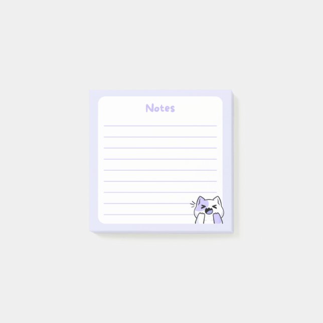 Post-it® Pastel Purple Kawaii Chibi Rire Kitty Chat (Devant)
