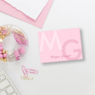 Post-it® Pastel Rose Minimal Nettoyer Moderne Grand Monogra