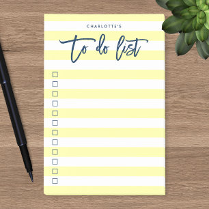 Post-it® Pastel Yellow & White Stripes Bleu À Faire Liste