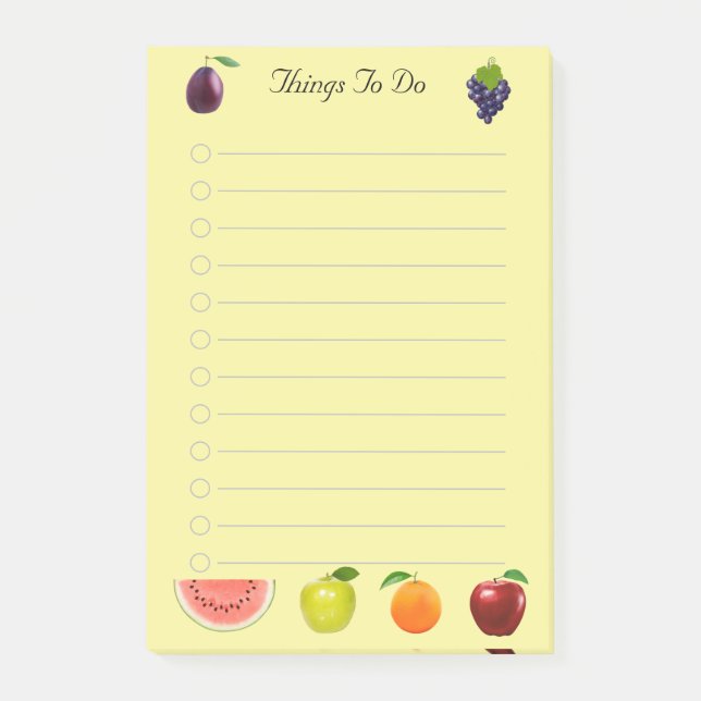 Post-it® Pastèque Pomme & Raisin Fruits sur Notes Jaunes (Devant)