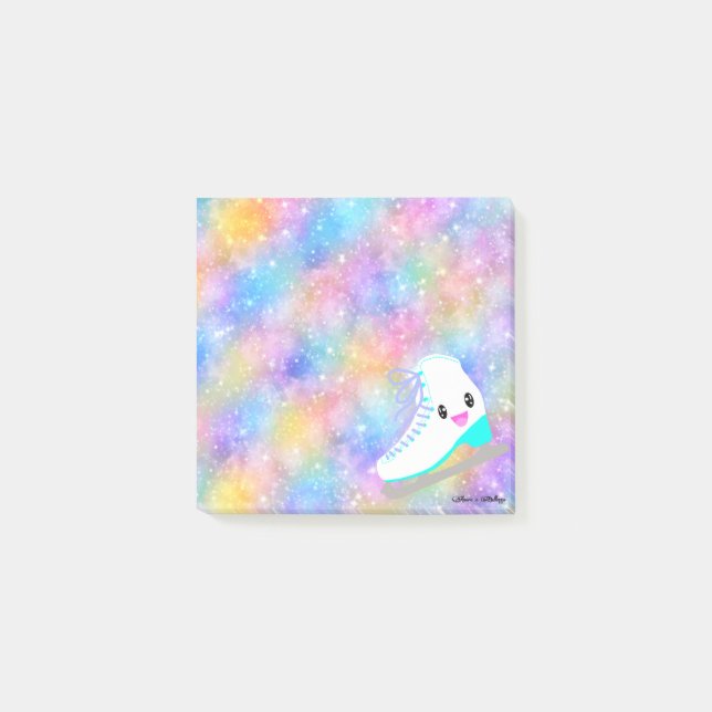 Post-it® Patinage sur glace Kawaii Arc-en-ciel Galaxy Stars (Devant)