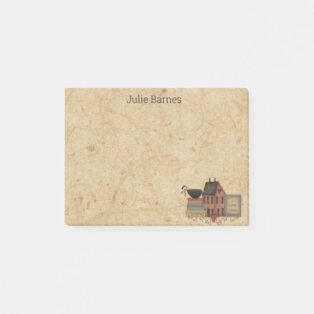 Post-it® Pays Primitive Folk Art Rouge Saltbox Accueil Post (Devant)