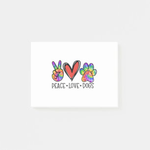 Post-it® Peace Love Chiens Paws Tie Dye Rainbow Animal Resc