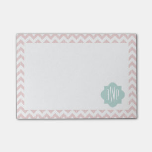 Post-it® Peach Chevron Ikat Monogrammed Post It Notes