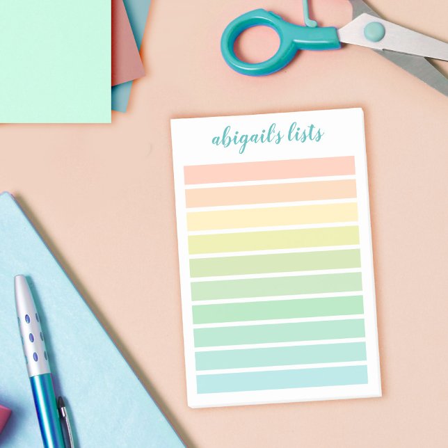 Post-it® Peach Green Turquoise Ombre Nom personnalisé (Créateur téléchargé)
