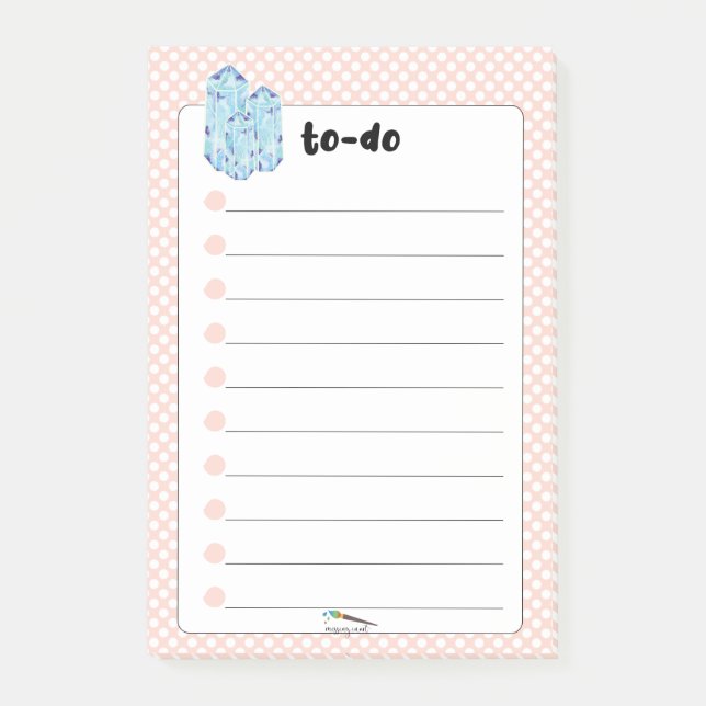 Post-it® Peach Polka Dot Blue Diamonds TO-DO (Devant)