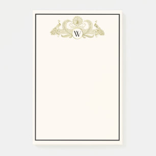 Post-it® Peacocks vintages Monogram Faux Gold Ivory BG