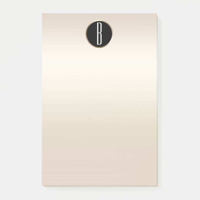 Post-it® Pearl Gold Shimmer Glam Kraft Monogramme rustique (Devant)