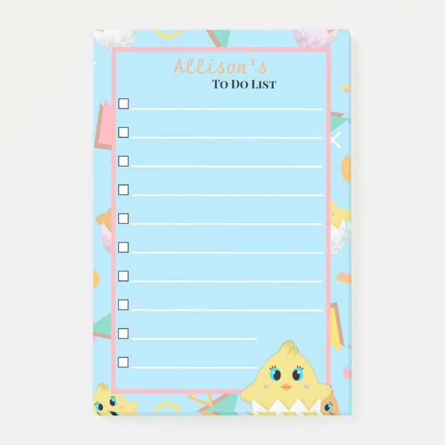 Post-it® Peekaboo Blue Baby Chick Notes (Devant)