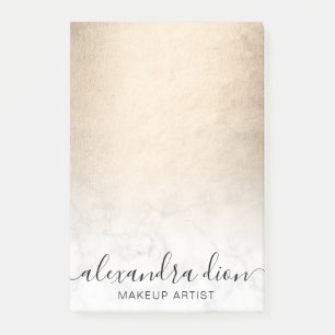 Post-it® Peintre de maquillage en marbre blanc doré en cui