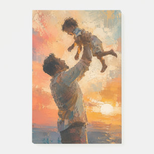 Post-it® Peinture Abstraite Père Élevant un Enfant au Couch