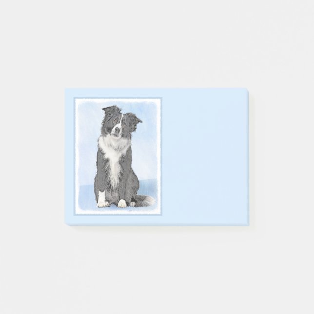 Post-it® Peinture Collie Bordure - Joli art original chien (Devant)