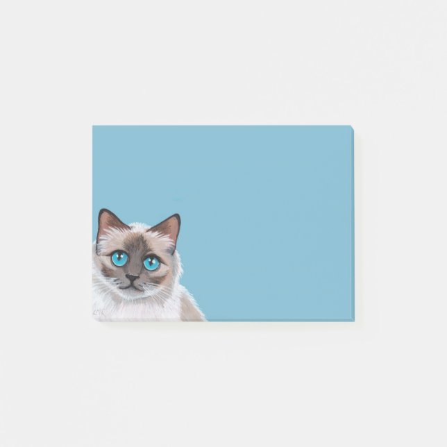 Post-it® Peinture de portrait de chat de Ragdoll observée (Devant)
