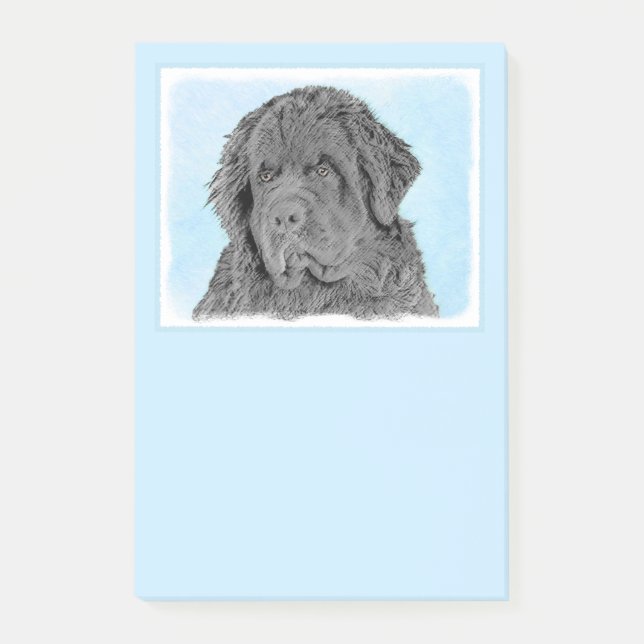 Post-it® Peinture de Terre-Neuve - Cute Original Chien Art (Devant)