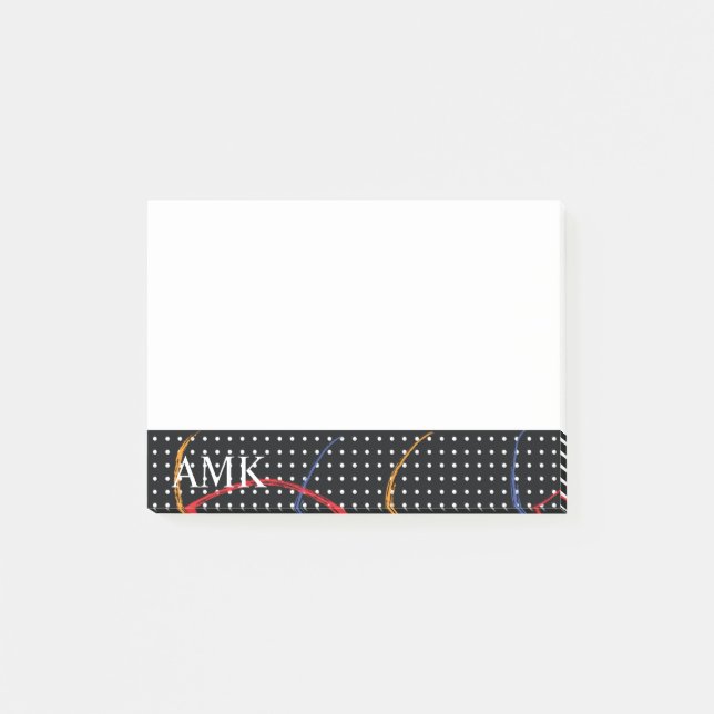 Post-it® Peinture et pointes Monogramme Retro personnalisée (Devant)