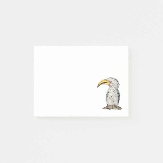 Post-it® Peinture Jaune-Affichée d'aquarelle de calao (Devant)