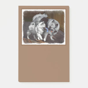Post-it® Peinture Keeshond Playtime - Jolie art original ch