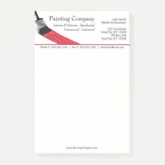 Post-it® Peinture Peintre Service Société Pinceau Rouge (Devant)