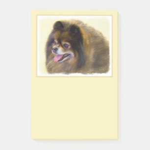 Post-it® Peinture Poméranienne Noir et Tan Art Chien origin