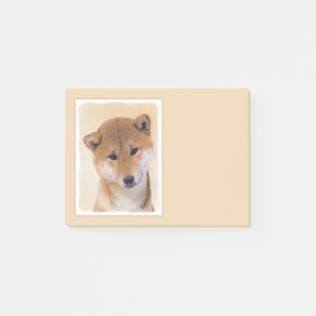 Post-it® Peinture Shiba Inu (Rouge) - Art Chien original (Devant)