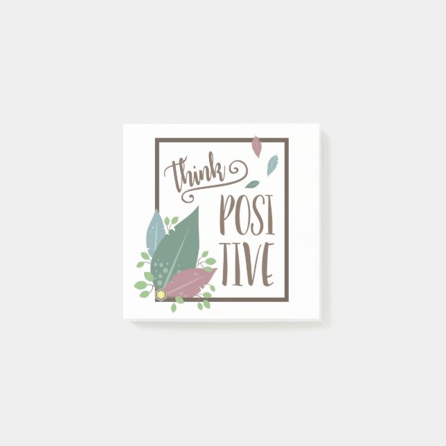 Post-it® Pensez motivation positive texte plume boho (Devant)