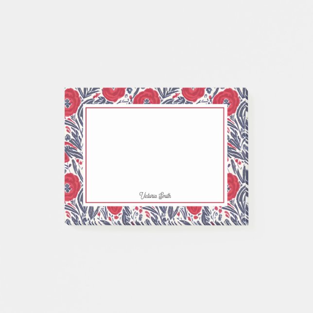 Post-it® Pépites Florales Rouge Et Bleu (Devant)