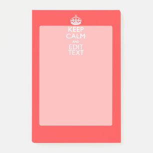Post-it® Personalisé KEEP CALM Votre texte dans le corail