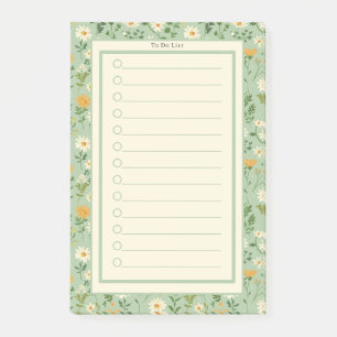 Post-it® Personalised Green Floral Botanical To Do List.
