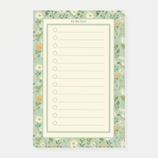 Post-it® Personalised Green Floral Botanical To Do List. (Devant)