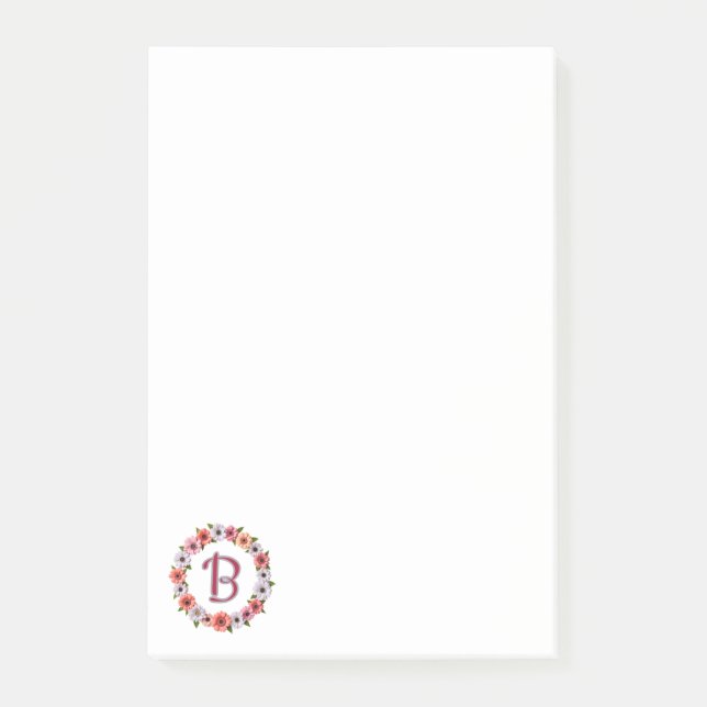 Post-it® Personalized Floral Wreath Custom Name Botanical  (Devant)