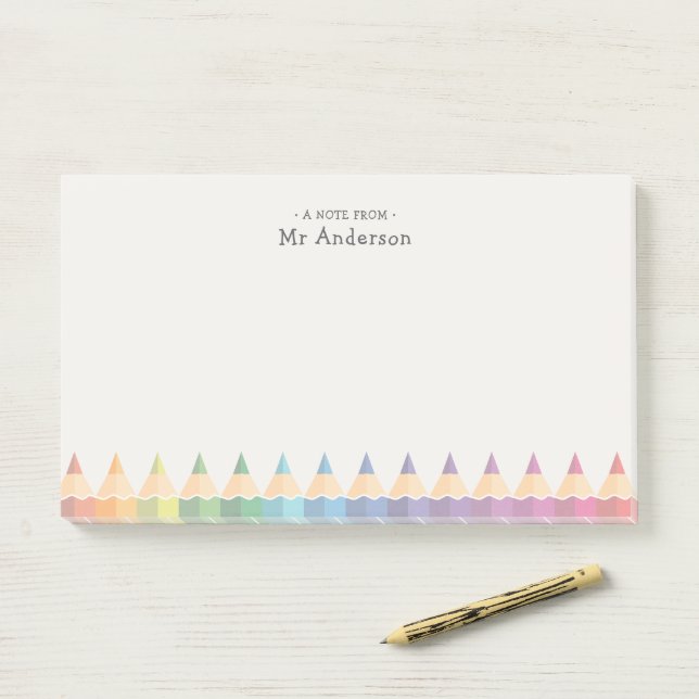 Post-it® Personalized Teacher's Name Colorful Pencils (Sur un bureau)