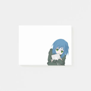 Post-it® Personnage d'Anime Coiffure bleue
